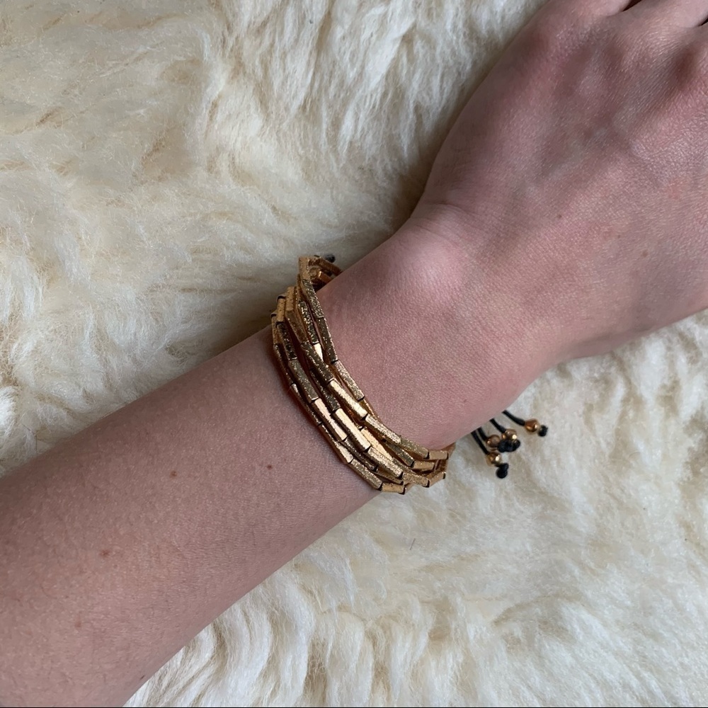 Blee Inara Layered Gold Black Evil Eye Bracelet